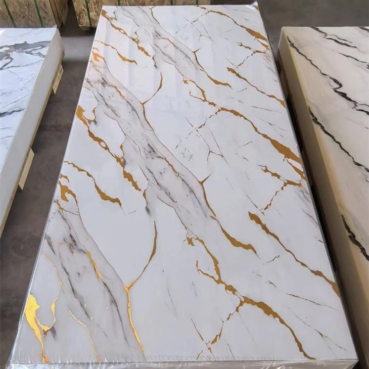 High Glossy Golden Pvc Marble Panel Flexible Artificial UV Marble Sheets Formaldehyde-free price